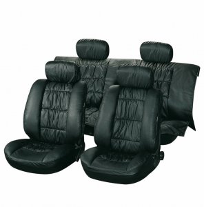 Чехлы на автомобильные сиденья объемные эргономичные, ECO-кожа 10 предметов "TO BAG" черные